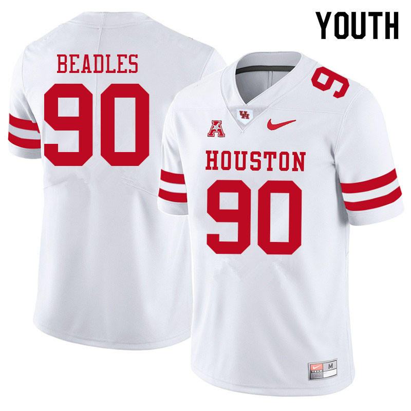Youth #90 Justin Beadles Houston Cougars College Football Jerseys Sale-White - Click Image to Close